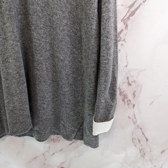 J Crew Sweater Womens Medium Gray Wool V Neck Oversized Slouchy Academia Preppy - Picture 4 of 13